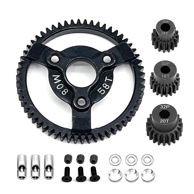 C32886 Steel 58T+16+18+20T Gear Set 0.8M 32P for 1/10 Slash 2WD & Drag Slash 2416 4690 - Image 1