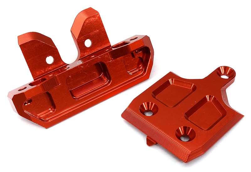 C32937RED Machined Rear Skid Plate & Bumper w/ 1-Pc Block D for Traxxas 1/8 Sledge 9536 - Image 1