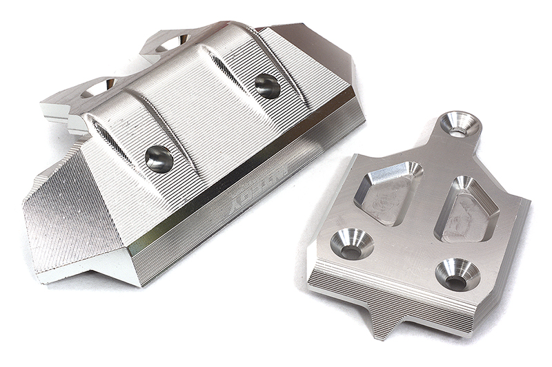 C32941SILVER Machined Front Skid Plate & Bumper w/ 1-Pc Block A for Traxxas 1/8 Sledge 9535 - Image 1