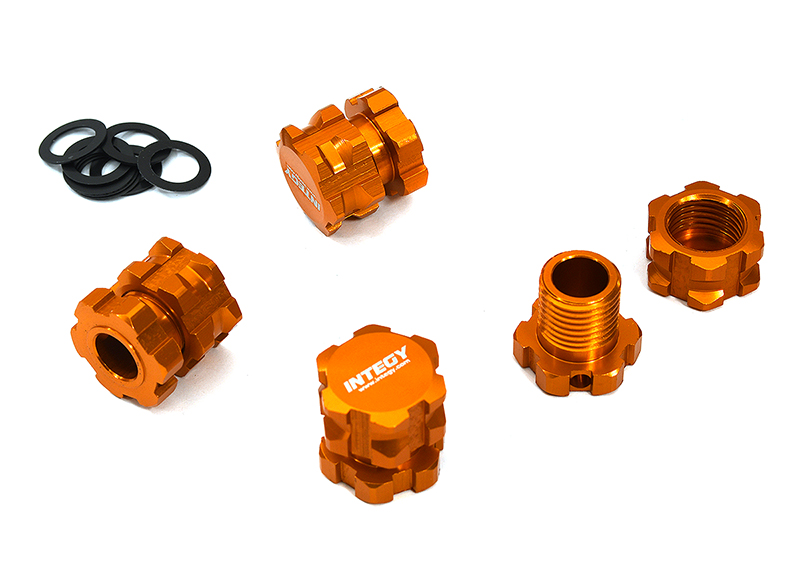 C32950ORANGE Billet Machined 17mm Hex Wheel Adapters for Traxxas 1/8 Scale Sledge 4WD 8654 - Image 1