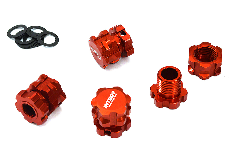 C32950RED Billet Machined 17mm Hex Wheel Adapters for Traxxas 1/8 Scale Sledge 4WD 8654 - Image 1