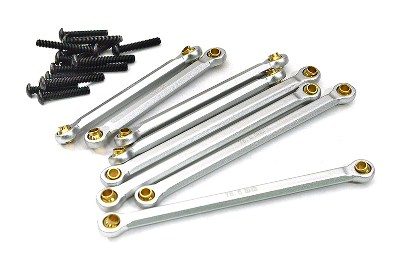 C33090SILVER Silver Alloy Machined Linkage Set (8 pcs) for Traxxas 1/18 Scale TRX-4M 9842 - Image 1