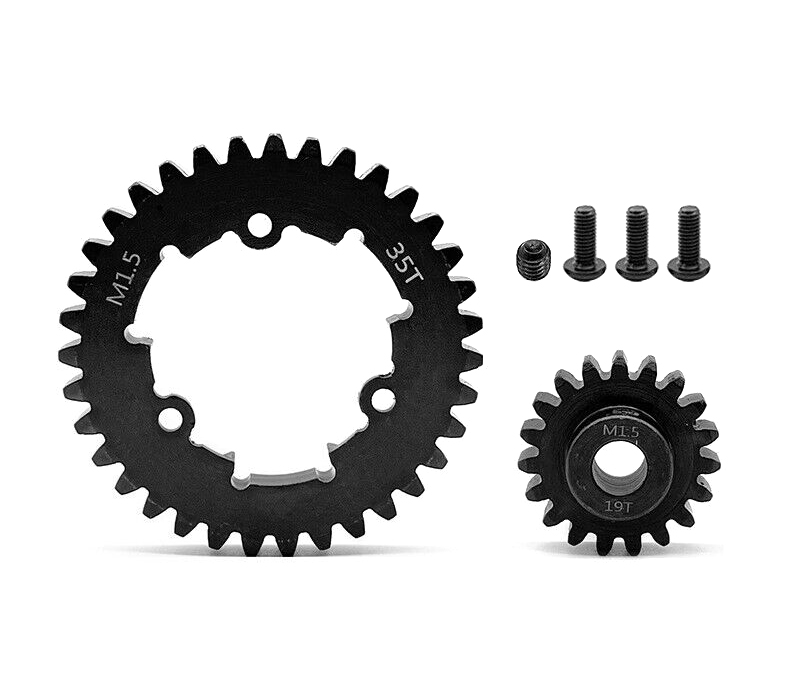 C33114 HD Steel 8mm Bore 19T Pinion+35T Spur Gear Set 1.5 MOD for Traxxas X-Maxx & XRT - Image 1
