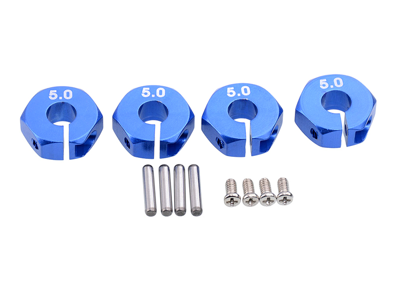 C33143BLUE 12mm Hex Wheel (4) Hub 5mm Thick for 1/10 Traxxas, Axial, Tamiya, Drift & TC - Image 1