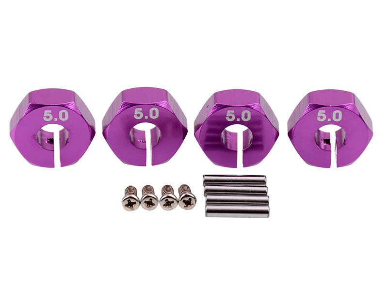 C33143PURPLE 12mm Hex Wheel (4) Hub 5mm Thick for 1/10 Traxxas, Axial, Tamiya, Drift & TC - Image 1