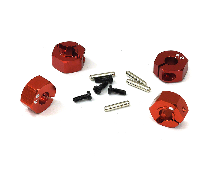 C33144RED 12mm Hex Wheel (4) Hub 6mm Thick for 1/10 Traxxas, Axial, Tamiya, Drift & TC - Image 1