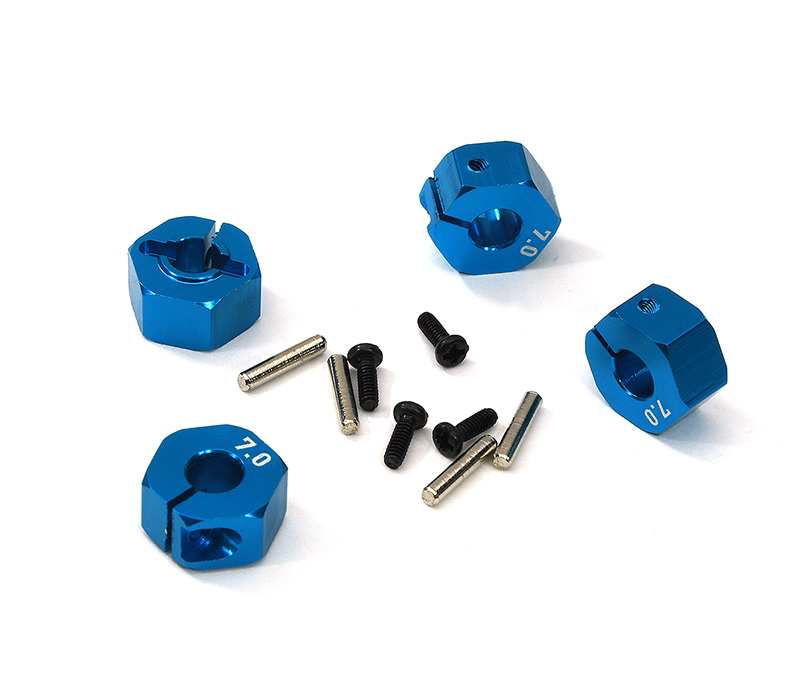 C33145LIGHTBLUE 12mm Hex Wheel (4) Hub 7mm Thick for 1/10 Traxxas, Axial, Tamiya, Drift & TC - Image 1