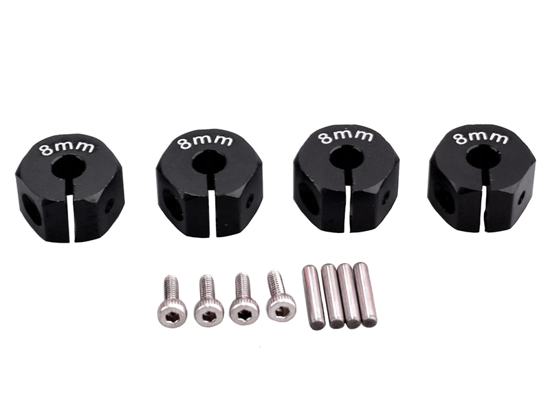 C33146BLACK 12mm Hex Wheel (4) Hub 8mm Thick for 1/10 Traxxas, Axial, Tamiya, Drift & TC - Image 1