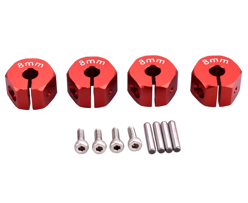 C33146RED 12mm Hex Wheel (4) Hub 8mm Thick for 1/10 Traxxas, Axial, Tamiya, Drift & TC - Image 1