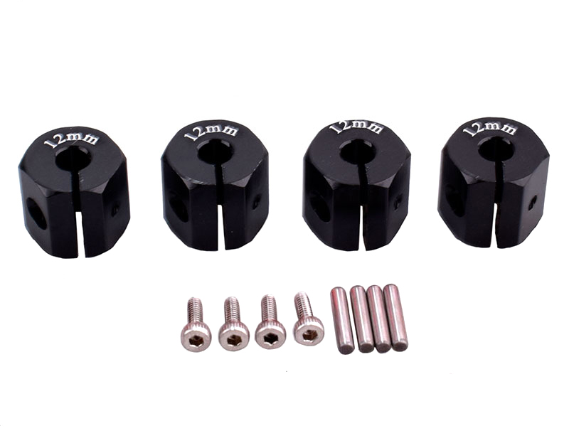C33150BLACK 12mm Hex Wheel (4) Hub 12mm Thick for 1/10 Traxxas, Axial, Tamiya, Drift & TC - Image 1
