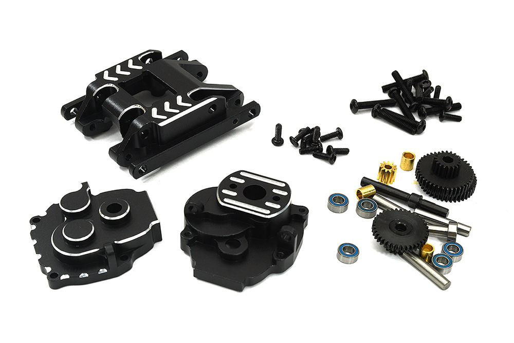 C33185BLACK Complete Gearbox w/ Center Skid for Traxxas 1/18 TRX-4M Crawler 9736 9747 9776 - Image 1