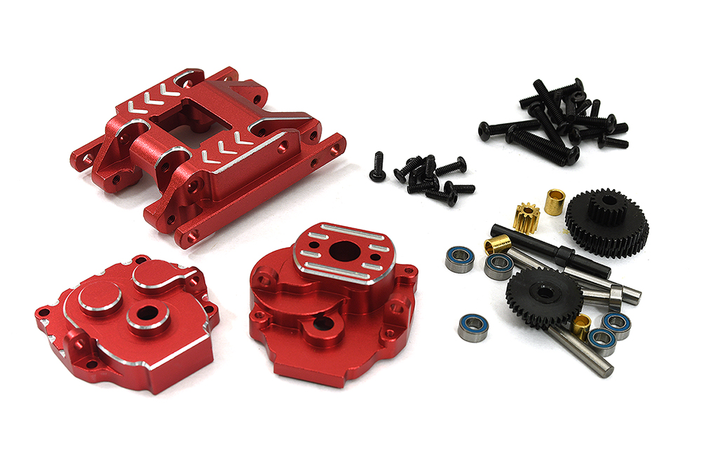 C33185RED Complete Gearbox w/ Center Skid for Traxxas 1/18 TRX-4M Crawler 9736 9747 9776 - Image 1