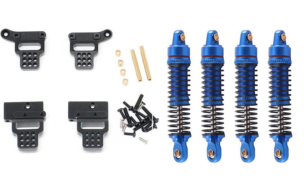 C33187BLACK Alloy Machined Front & Rear Shocks & Shock Towers for Traxxas 1/18 TRX-4M 9826 - Image 1