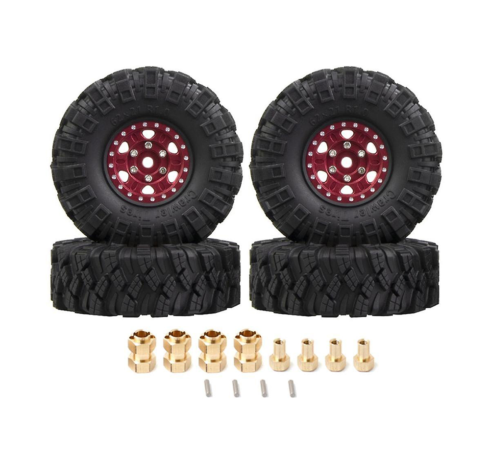 C33190RED Alloy 1.0 Beadlock Wheels, Tires & Adapters(4) for Traxxas 1/18 TRX-4M 9869 9871 - Image 1