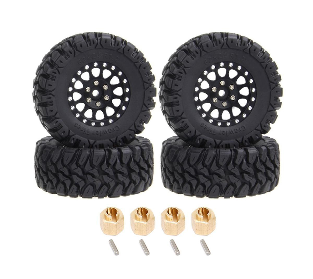 C33192BLACK Alloy 1.2 Beadlock Wheels, Tires & Adapters (4) for Traxxas 1/18 TRX-4M - Image 1