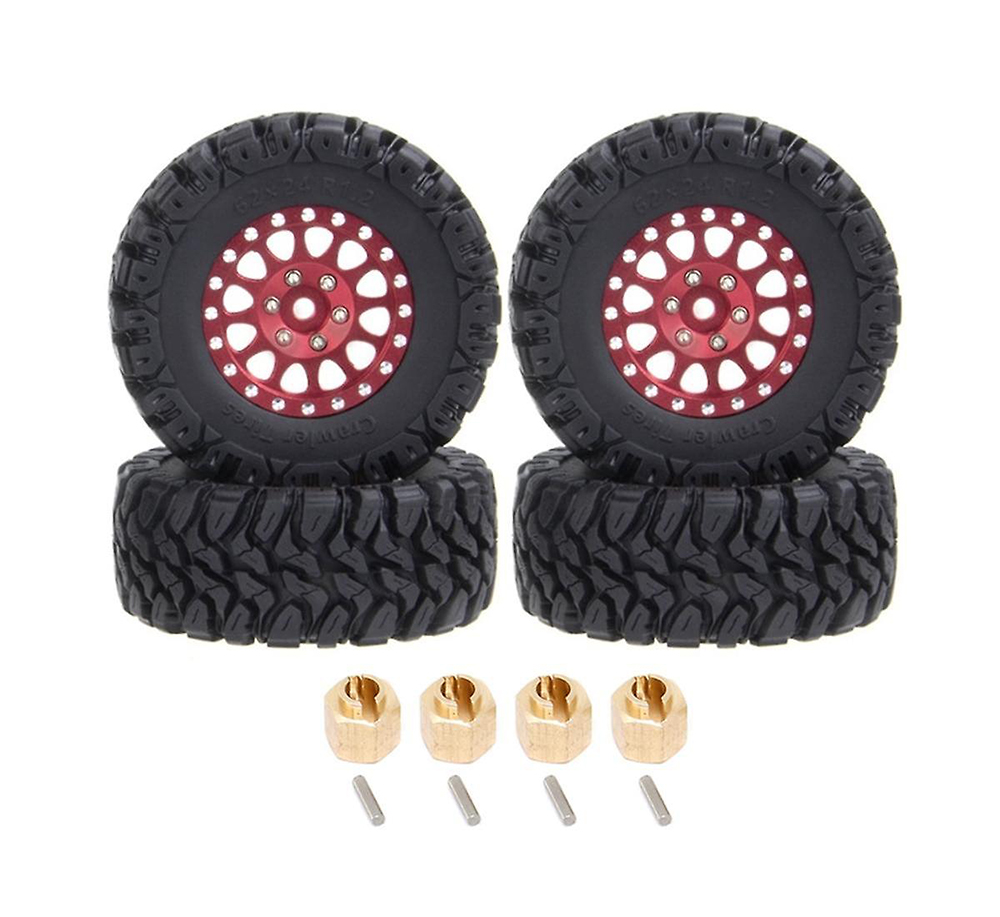 C33192RED Alloy 1.2 Beadlock Wheels, Tires & Adapters (4) for Traxxas 1/18 TRX-4M - Image 1
