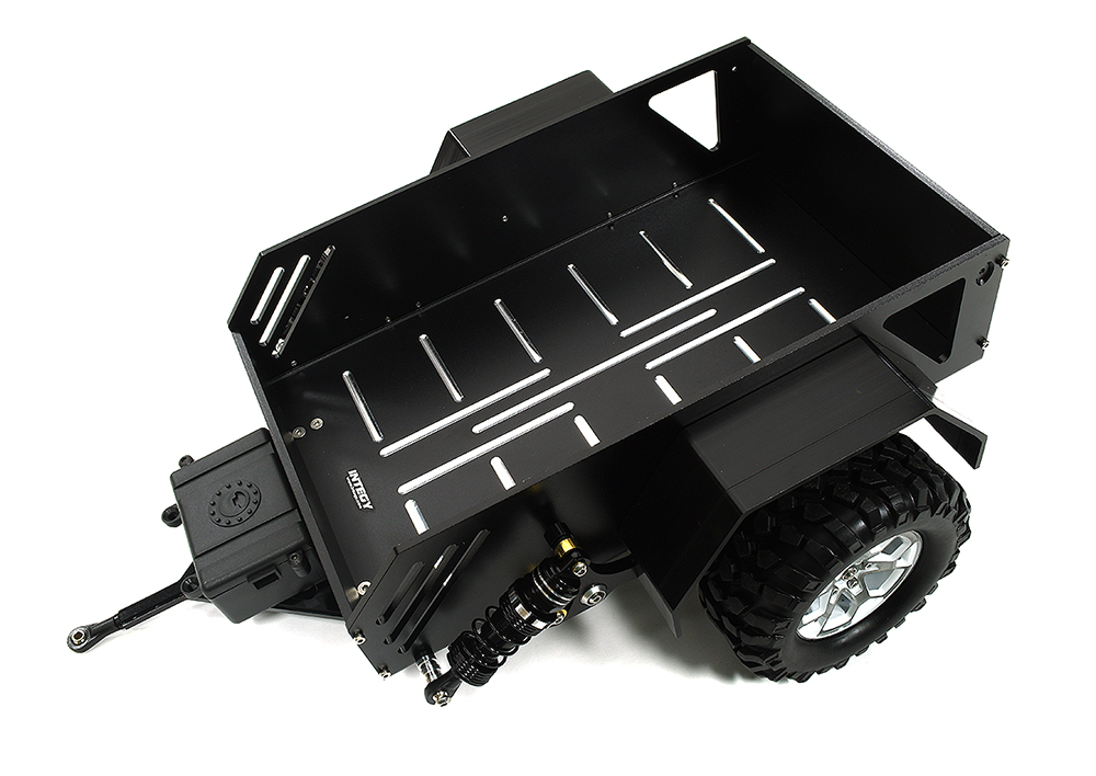 C33217BLACK Axle-Less Trailer w/ Independent Suspension & LED Kit 1/10 RC 352x265x123mm - Image 1