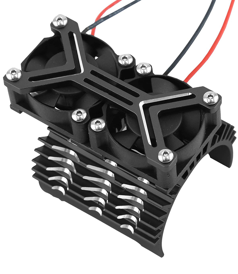 C33219BLACK 40mm Motor Heatsink+Twin 30x30mm Cooling Fan 20, 000 rpm - Image 1