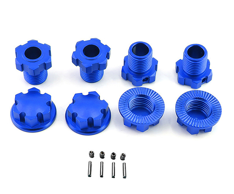 C33224BLUE Alloy Machined 17mm Hex Hubs (4) for Traxxas Sledge & E-Revo 2.0 (2018+) 8654 - Image 1