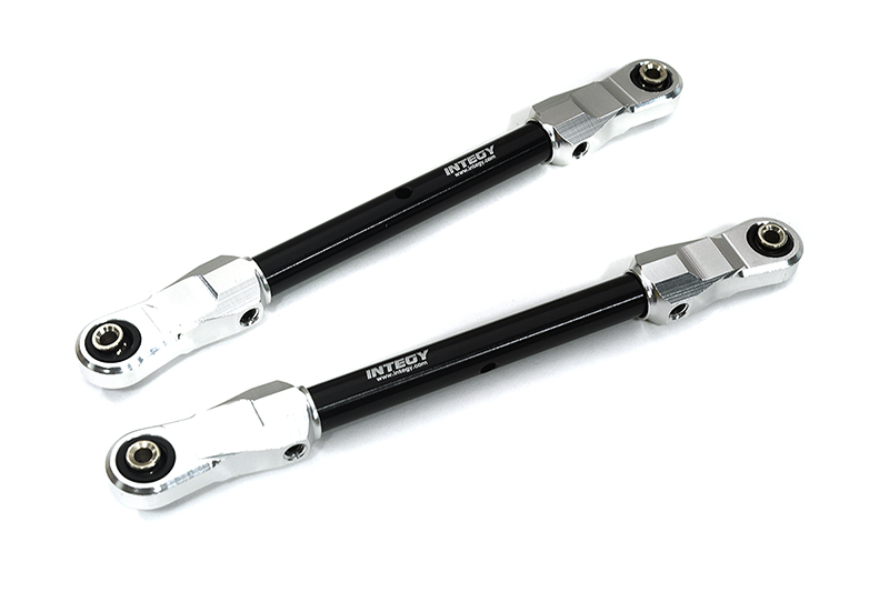 C33269SILVER Billet Machined Silver Front 120mm Toe Links for Traxxas 1/8 Sledge 4WD 9549 - Image 1