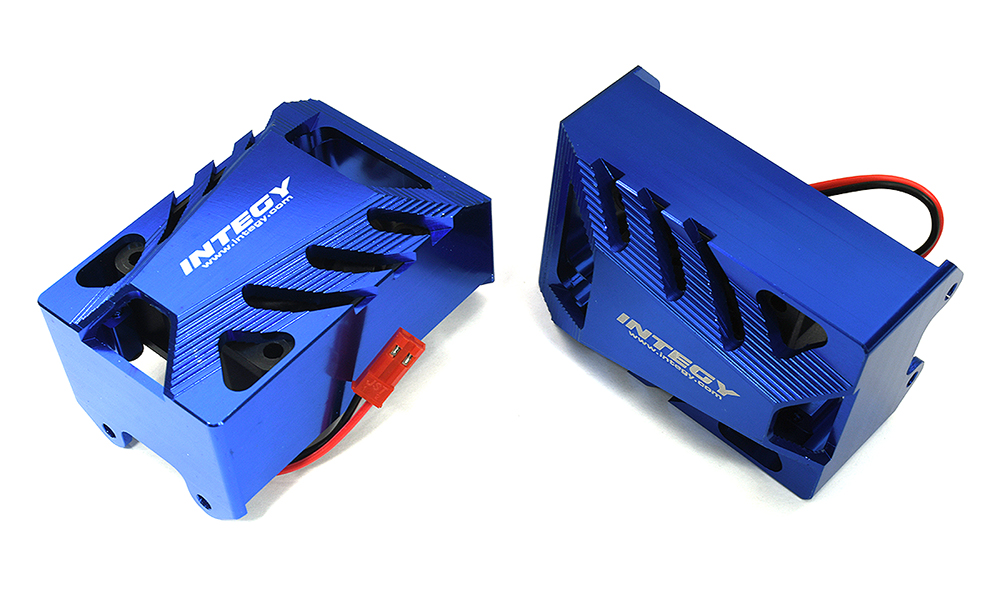 C33271BLUE Machined Shrouds w/ Twin Cooling Fan 40x40mm 17k rpm for Traxxas XRT 3474X - Image 1