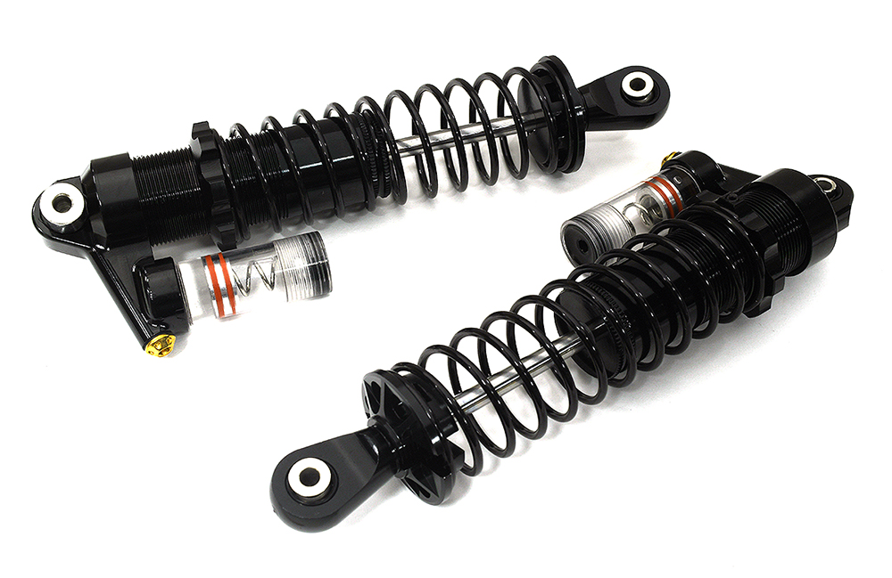 C33282BLACK Black Billet Machined Upgrade Piggyback Shocks Pair for Axial SCX6 Crawler - Image 1