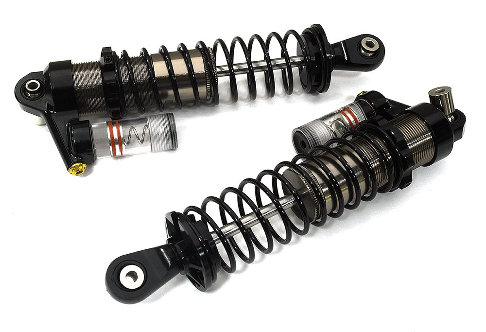 C33282GREY Grey Billet Machined Upgrade Piggyback Shocks Pair for Axial SCX6 Crawler - Image 1