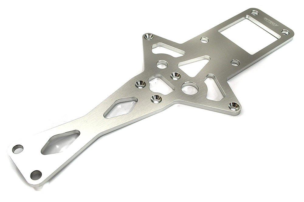 C33349SILVER Billet Machined Silver Center Chassis Brace for Losi 1/6 Super Baja Rey 1.0, 2.0 - Image 1