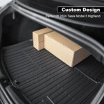 Black TPE Plastic Large Trunk Mat w/ Pattern for Tesla 24 Model 3 - Image 2