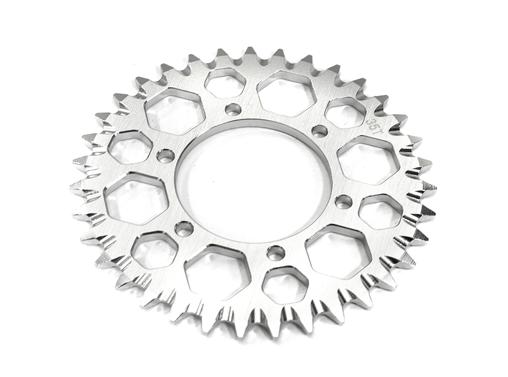 C33598SILVER Billet Machined 35T Hub Chain Sprocket for Losi 1/4 Promoto-MX Motorcycle - Image 1