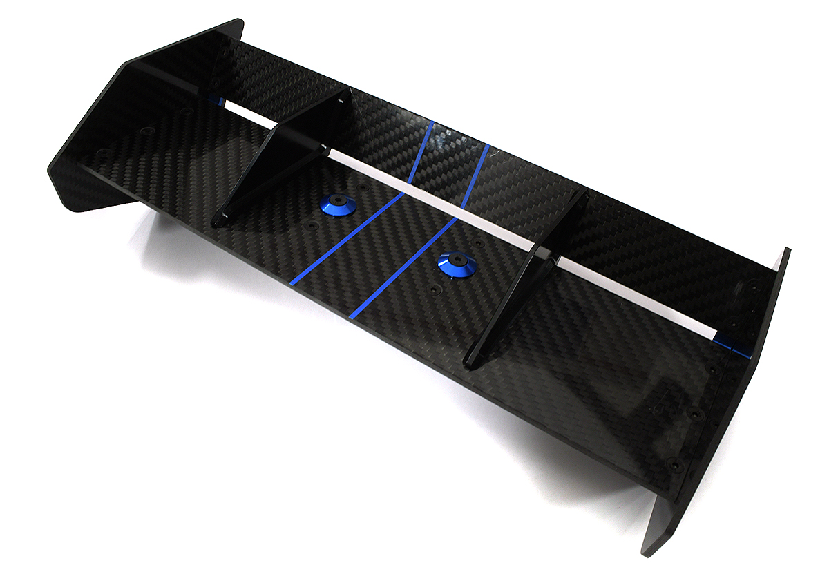 C33606BLUE Carbon Fiber Rear Aero Wing Kit for Arrma 1/5 Kraton 4X4 8S BLX ARA320492 - Image 1