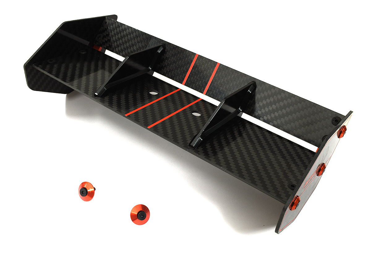 C33607RED Carbon Fiber Rear Aero Wing Kit for Arrma 1/8 Kraton 6S BLX AR480002 - Image 1