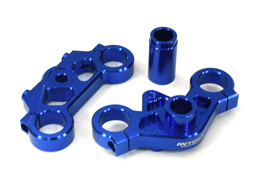 C33610BLUE Billet Machined Triple Clamp Set for Losi 1/4 Promoto-MX Motorcycle - Image 1