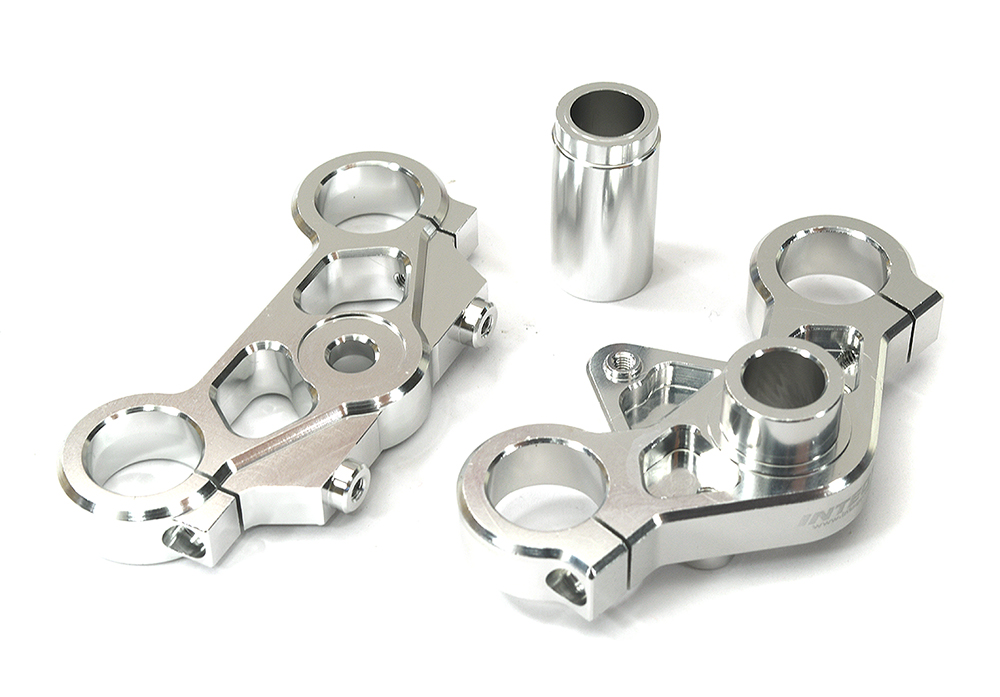 C33610SILVER Billet Machined Triple Clamp Set for Losi 1/4 Promoto-MX Motorcycle - Image 1