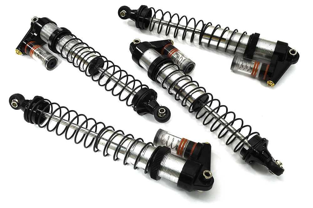 C33624SILVER Billet Machined Piggyback Shock Set for Losi 1/8 LMT 1.0 4WD Monster Truck - Image 1