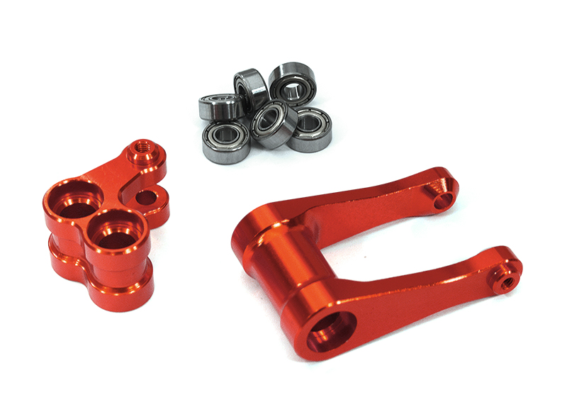 C33628RED Knuckle & Pull Rod w/ 4X10mm Bearings for Losi 1/4 Promoto-MX Motorcycle - Image 1