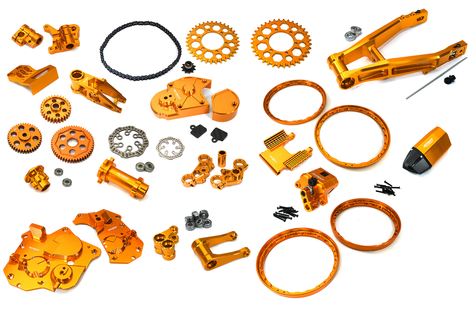 C33674ORANGE Billet Machined Alloy Conversion Kit Combo A for Losi 1/4 Promoto-MX Motorcycle - Image 1