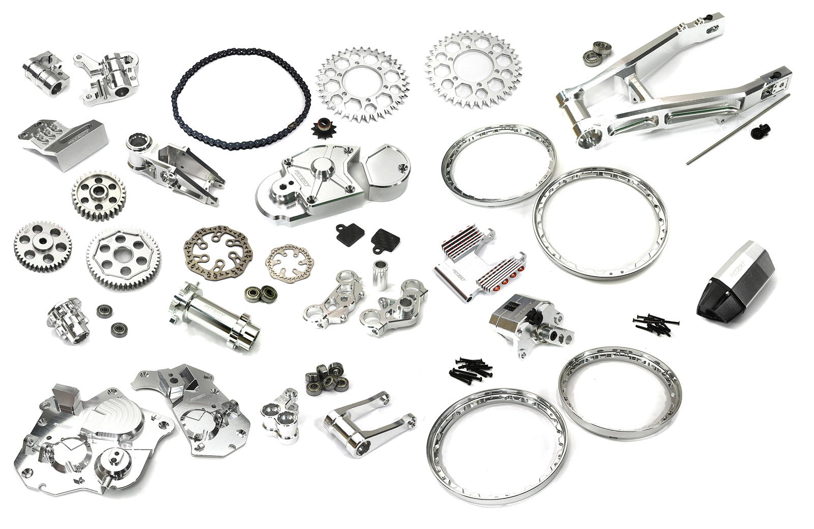 C33674SILVER Billet Machined Alloy Conversion Kit Combo A for Losi 1/4 Promoto-MX Motorcycle - Image 1
