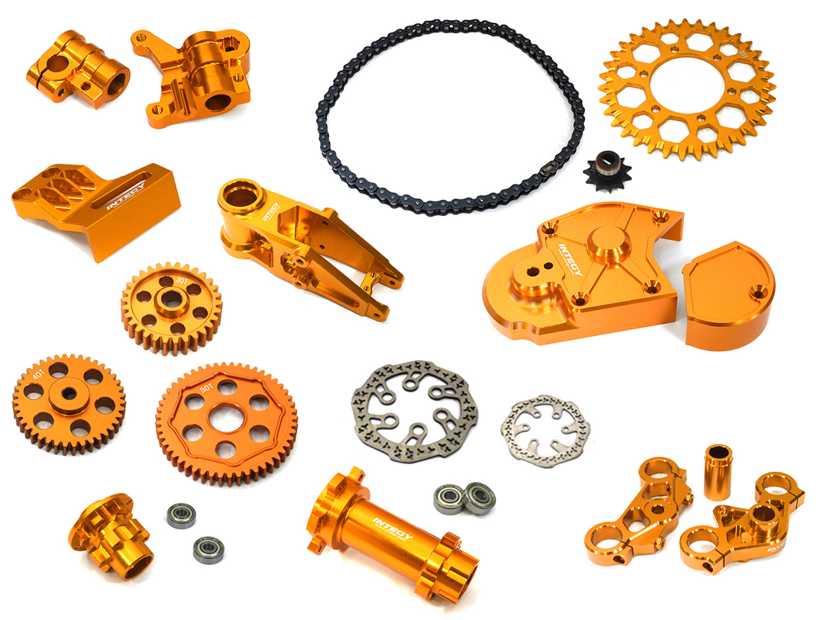 C33677ORANGE Billet Machined Alloy Conversion Kit Combo D for Losi 1/4 Promoto-MX Motorcycle - Image 1
