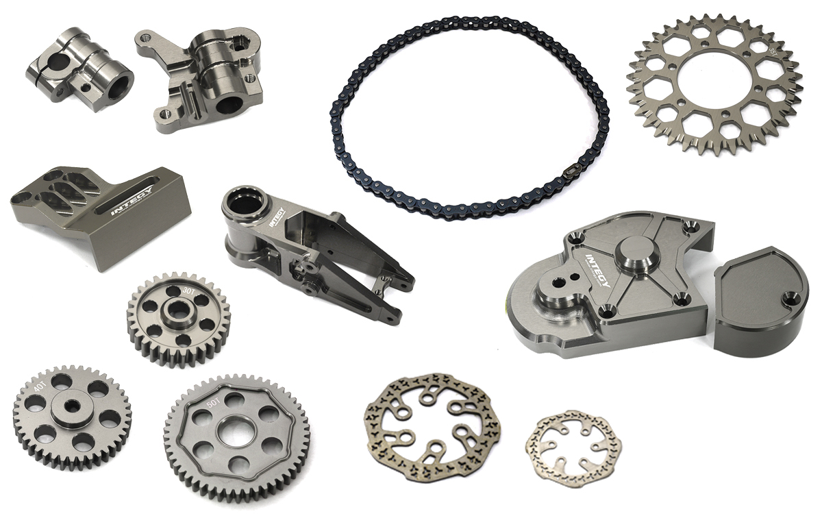 C33678GREY Billet Machined Alloy Conversion Kit Combo E for Losi 1/4 Promoto-MX Motorcycle - Image 1