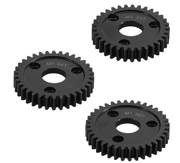 C33694 HD Steel Spur Gears 33T, 34T & 35T MOD1 Pitch for Traxxas w/ 3-Hole Adapter - Image 1