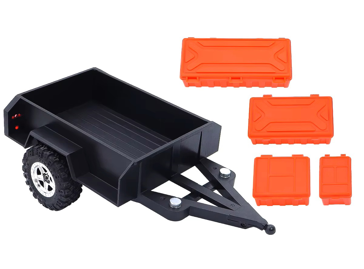 C33841RED Red Plastic Mini Trailer Kit for 1/18 to 1/24 Scale RC Cars, 215x124x67mm - Image 1