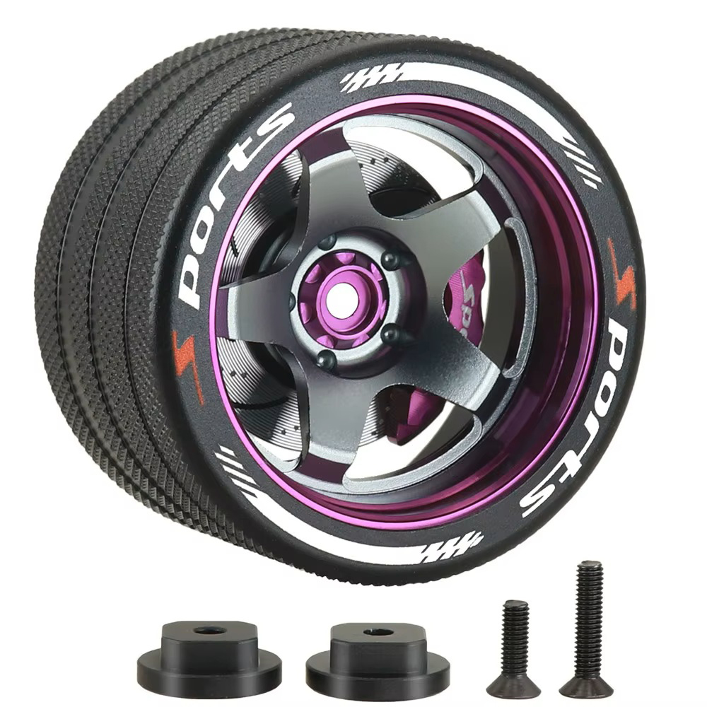C33847PURPLE Alloy 5 Spoke Steering Wheel for Sanwa, Futaba 7PX, NB4 & X9 - Image 1