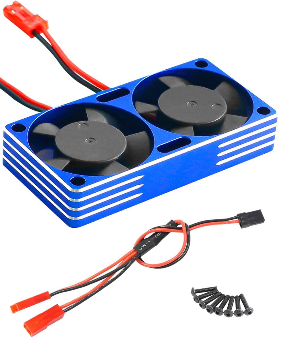 C33868BLUE Aluminum 7.4V High Speed Twin Cooling Fan w/ Ball Bearings 22k rpm 60x30x10.5mm - Image 1
