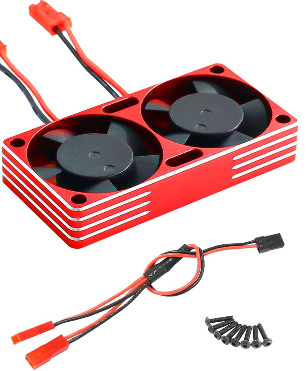 C33868RED Aluminum 7.4V High Speed Twin Cooling Fan w/ Ball Bearings 22k rpm 60x30x10.5mm - Image 1