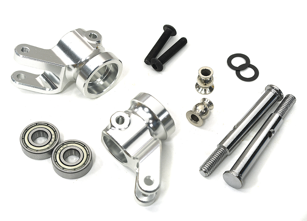 C34011SILVER +13mm Wide-Track Steering Blocks for 2WD Stampede, 2WD Rustler & Bandit 3636 - Image 1