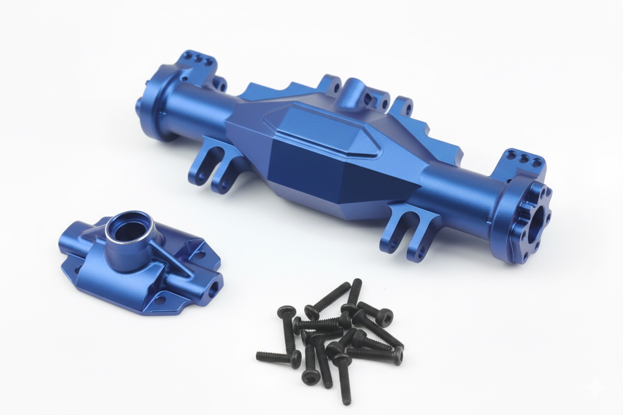 C34098BLUE Alloy Machined Axle (1) Housing Set Upgrade for Losi 1/18 Mini LMT LOS212035 - Image 1