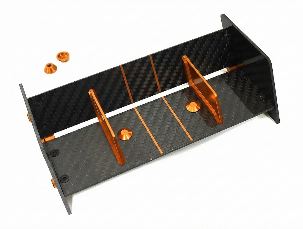 C34125ORANGE Carbon Fiber Rear Aero Wing Kit for Traxxas Bandit 2WD 2417 - Image 1