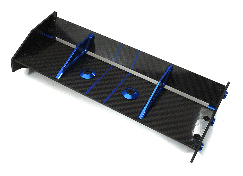 C34194BLUE Carbon Fiber Rear Aero Wing Kit for Traxxas 1/10 E-Revo 2.0 48.5mm 5413 5446 - Image 1