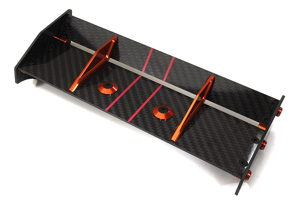C34194RED Carbon Fiber Rear Aero Wing Kit for Traxxas 1/10 E-Revo 2.0 48.5mm 5413 5446 - Image 1